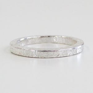 Silver Band, Floral Silver Band, Silver Ring, Sterling Silver Ring, Silver Stack Ring, Pattern Silver Ring, Wedding Band, Vintage Ring