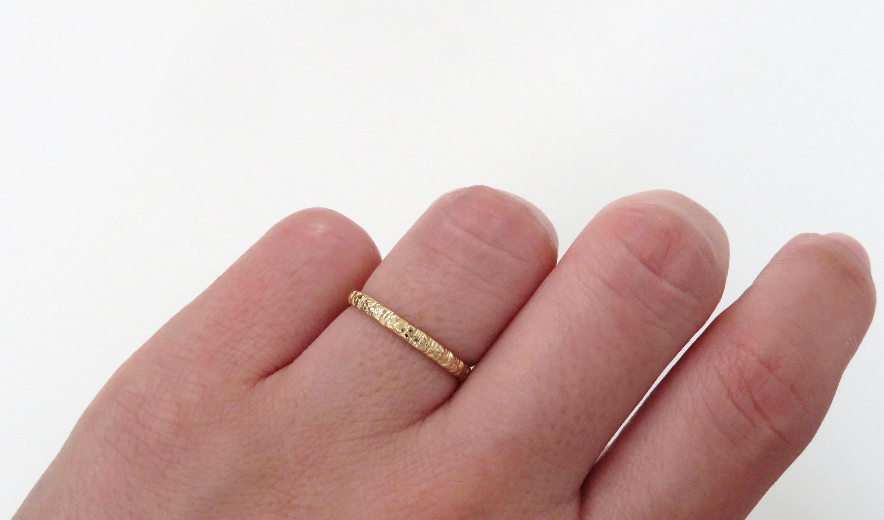 Gold Ring, 14k Gold Filled Ring, Pattern Ring, Floral Ring, Vintage ...