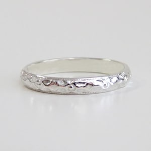 Silver Band, Floral Silver Band, Silver Ring, Sterling Silver Ring, Silver Stack Ring, Pattern Silver Ring, Wedding Band, Vintage Ring