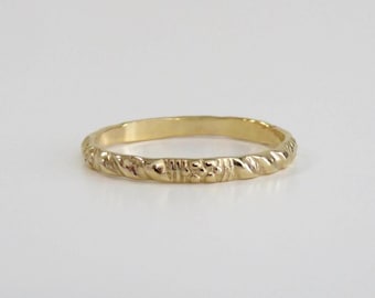Gold Ring, Wedding Band, Floral Ring, 14k Solid Gold Ring, Pattern Ring, Vintage Ring, Gold Band, Stacking Ring, Gold Stack Ring, 14k SMA 2