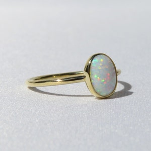 White Opal Ring, White Fire Opal Ring, Multicolour Fire Opal, Gold Opal Ring, Fire Opal Ring, Promise Ring, October Birthstone Ring, Opal image 2