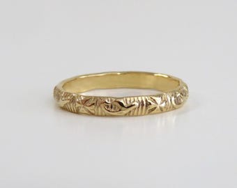 Gold Filled Ring, Gold Ring, Pattern Ring, Vintage Ring, 14k Gold Filled Ring, Floral Ring, Gold Band, Stacking Ring, Floral Ring, Gold SMA5