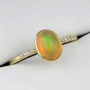 Natural Opal Ring, Gold Opal Ring, Opal Ring, Ethiopian Opal, 14k Gold Ring, Fire Opal Ring, Stack Ring, Fire Opal Ring, Promise Ring, Opal