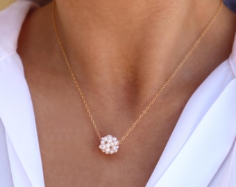 Gold Filled Pearl Necklace, Bridesmaid Gift, Bridal Jewelry