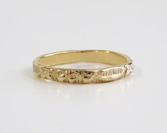 Gold Ring, 14k Gold Filled Ring, Pattern Ring, Floral Ring, Vintage Ring, Gold Band, Stacking Ring, Floral Ring, Gold Filled Ring, SMA 10
