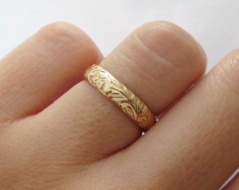 14k Gold Filled Ring, Gold Ring, Thick Gold Ring, Gold Band, Stacking Ring, Floral Ring, Simple Gold Ring, Gold Filled Ring, Thick Ring