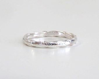 Silver Stack Ring, Silver Ring, Twist Ring, Dainty Ring, Sterling Silver Ring, Stacking Ring, Vintage Ring, Wedding Band, Unique Silver Ring