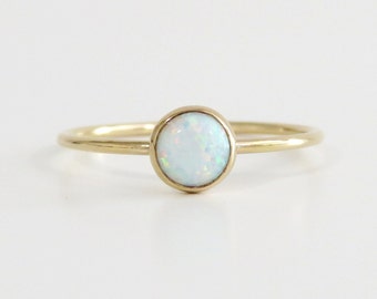 14k Gold Filled Ring, Gold Ring, White Opal Ring, White Fire Opal Ring, Multicolour Fire Opal, Gold Opal Ring, Fire Opal Ring, Dainty Ring