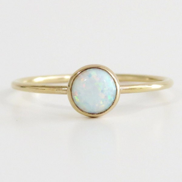 14k Gold Filled Ring, Gold Ring, White Opal Ring, White Fire Opal Ring, Multicolour Fire Opal, Gold Opal Ring, Fire Opal Ring, Dainty Ring