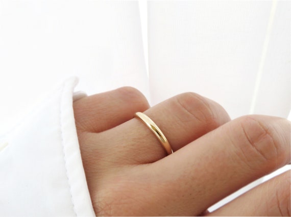Gold Band, Thick Gold Band, Half Round Ring, Gold Ring, 14k Gold Ring,  Stacking Ring, Simple Gold Ring, Solid Gold Ring, Wedding Band, 14k