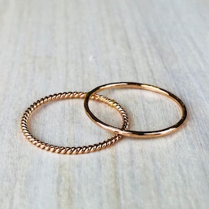 Super Thin 14k Rose Gold Filled Stackable Ring, Twisted Ring, Simple Gold Ring, Midi Ring, Thin Ring, Gold Ring, Minimalist Ring, Super Thin