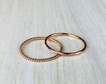 Super Thin 14k Rose Gold Filled Stackable Ring, Twisted Ring, Simple Gold Ring, Midi Ring, Thin Ring, Gold Ring, Minimalist Ring, Super Thin