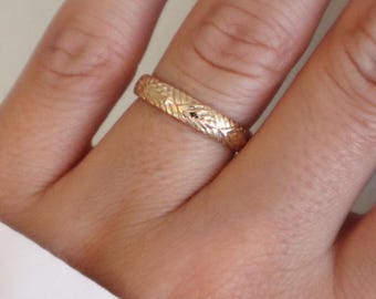 Gold Ring, 14k Gold Ring, Pattern Ring, Vintage Ring, Gold Filled Ring, Floral Ring, 14k Gold Filled Ring, Gold Band, Stacking Ring, FFA8