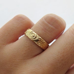 Gold Ring, 14k Gold Filled Ring, Thick Gold Ring, Gold Band, Stacking Ring, Floral Ring, Simple Gold Ring, Gold Filled Ring, Thick Ring