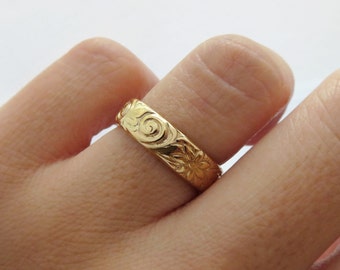 Gold Ring, 14k Gold Filled Ring, Thick Gold Ring, Gold Band, Stacking Ring, Floral Ring, Simple Gold Ring, Gold Filled Ring, Thick Ring