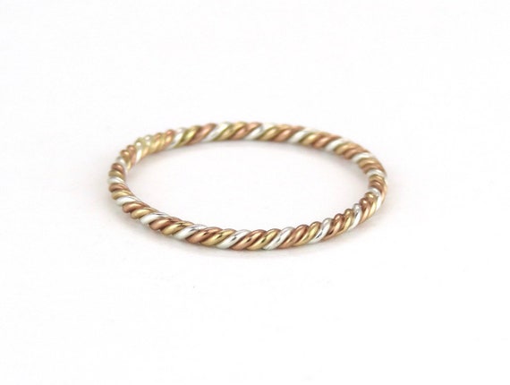 Twisted Thin 14k Gold Filled Stackable Ring, Midi Ring, Dainty Ring, Multi Color Ring, Thin Ring, Simple Gold Ring, Layering Ring