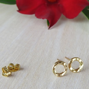 Hammered Open Circle Earrings, 14k Gold Filled Earrings, Simple Everyday Earrings, Round Stud Earrings, Gold Earrings, Hammered Earrings