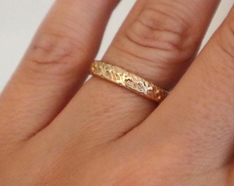 Gold Ring, 14k Gold Ring, Pattern Ring, Vintage Ring, Gold Filled Ring, Floral Ring, 14k Gold Filled Ring, Gold Band, Stacking Ring, FFA2