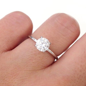 14k White Gold Ring, Diamond Ring, 14k Engagement Ring, Moissanite Ring, 14k Gold Ring, Gold Stack Ring, Thin Gold Ring, Promise Ring, 1ct