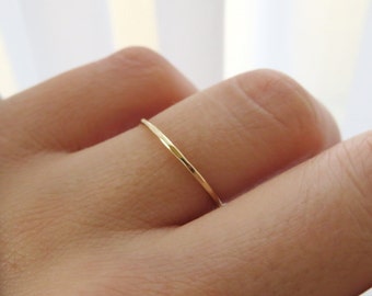 Thin Gold Ring, Gold Ring, 14k Gold Ring, Gold Stack Ring, Solid Gold Ring, Gold Band, Simple Gold Ring, Dainty Ring, Minimalist Ring, 1mm