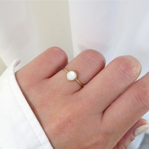 14k Gold Filled Ring, Gold Ring, Gold Pearl Ring, Pearl Ring, Stacking Ring, Natural Pearl Ring, Mother of Pearl Ring, June Birthstone Ring