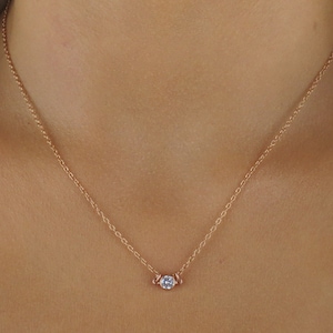14k Rose Gold Filled Dainty Necklace, CZ Necklace, Delicate Necklace, Minimalist, Gift for Her, Tiny Necklace, Bridesmaid Gift
