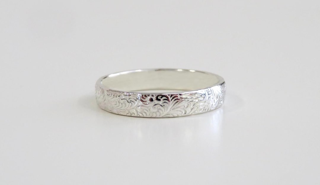 Silver Ring, Silver Floral Ring, Wedding Band, Thick Silver Ring ...