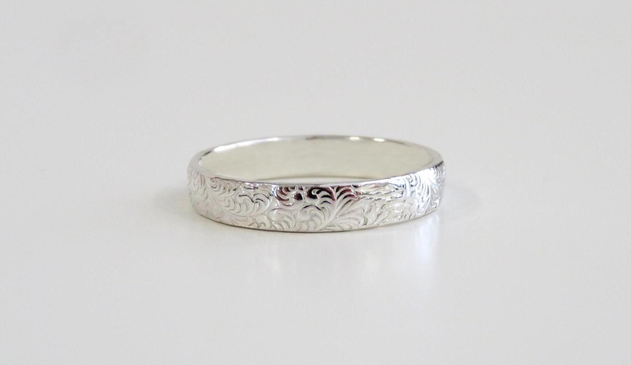 Silver Patterned Rings Silver Ring, Silver Floral Ring, Wedding Band, Thick Silver Ring ...
