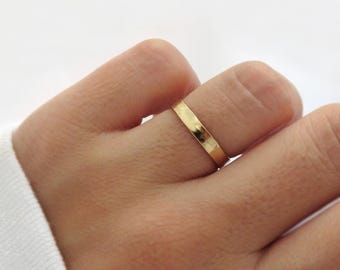 Gold Filled Ring, Gold Ring, Thick Gold Ring, Stacking Ring, Simple Gold Ring, 14k Gold Filled Ring, Hammered Ring, Gold Band, Stack Ring