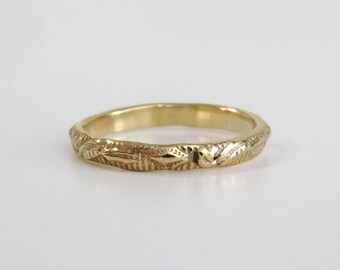 Gold Ring, Pattern Ring, Vintage Ring, 14k Gold Filled Ring, Floral Ring, Gold Band, Stacking Ring, Floral Ring, Gold Filled Ring, SMA 4