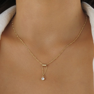 14k Gold Filled Dainty Necklace, Minimalist Necklace, Gifts for Her, Gold Dainty Necklace, Gold Necklace, Tiny CZ Necklace, Thin Necklace