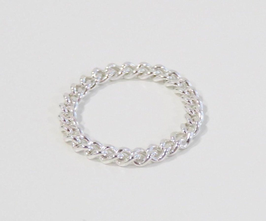 Silver Chain Ring, Silver Ring, Cuban Chain Ring, Chain Ring, Silver ...