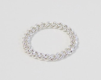 Silver Chain Ring, Silver Ring, Cuban Chain Ring, Chain Ring, Silver Curb Chain, Silver Stack Ring, Chain Link Ring, Sterling Silver, Stack