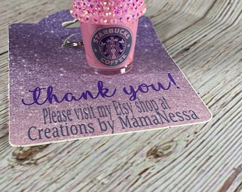 Llaveros Starbucks Rhinstone/Llaveros Starbucks rosa/bling/Llaveros de café