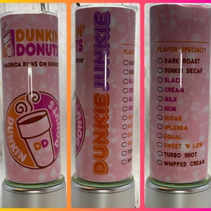 Dunkin Donuts 20 oz caliente y frío Vaso con paja / Dunkin / Vaso rosa / Vasos hechos a medida /