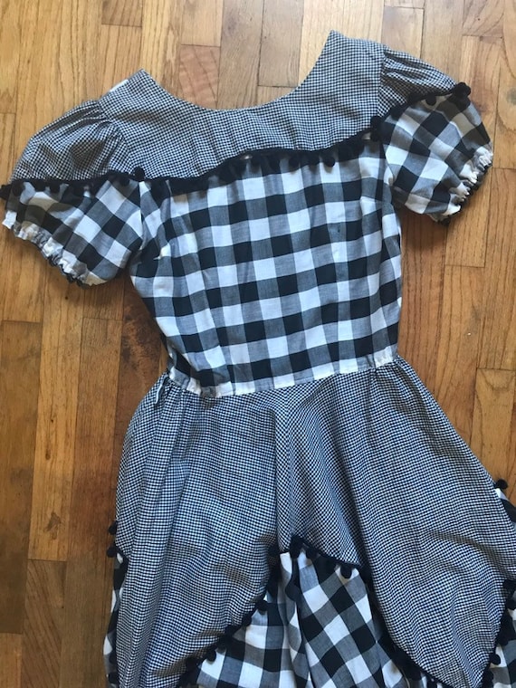 Vintage 1960's Black and White Gingham Western Dre