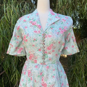 Vintage 1950s Rose Print Mode O Day Dress Large image 4