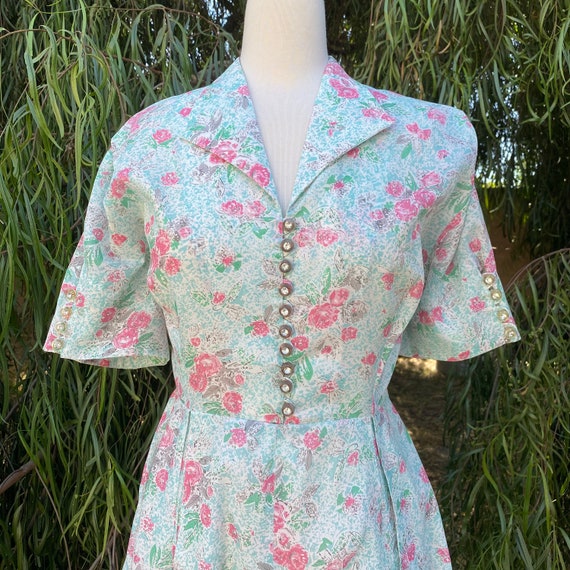 Vintage 1950’s Rose Print Mode O Day Dress- Large - image 4