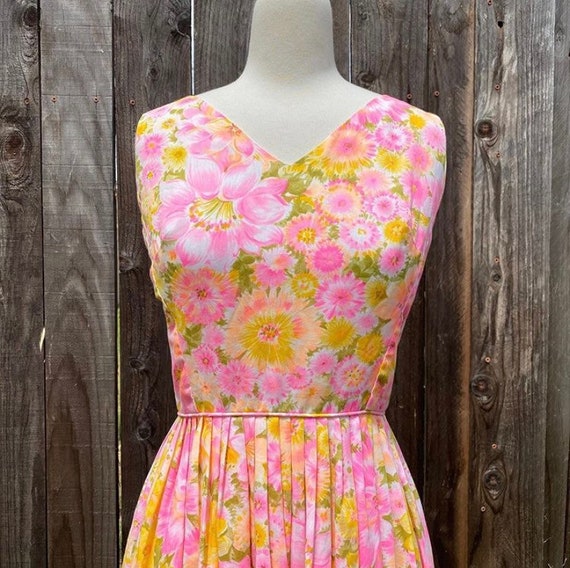Vintage 1950s Bright Floral Sun Dress by Fritzi- S