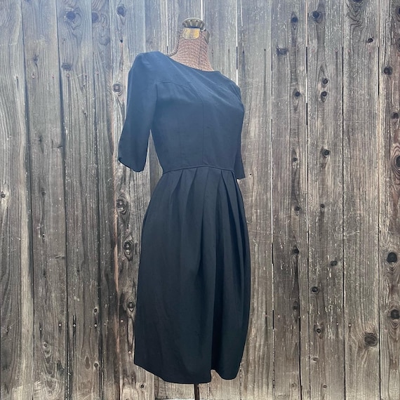 Vintage 1950s Black Cocktail Dress- S - image 4