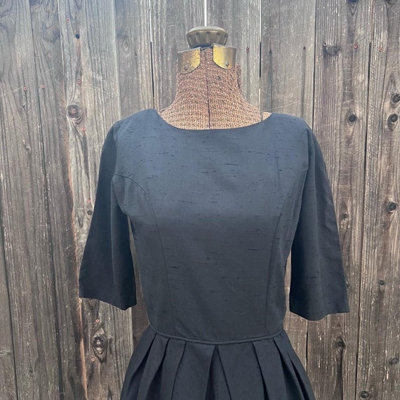 Vintage 1950s Black Cocktail Dress- S - image 5