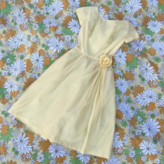 Vintage 1960s Yellow Lorrie Deb Cocktail Dress- XS - image 2