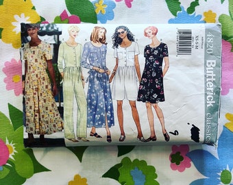 Vintage 1990s Butterick 4820 Dress Pattern- XS S M