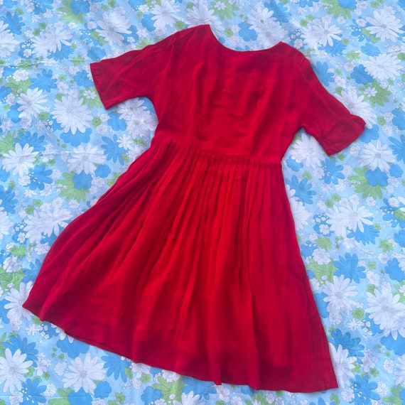 Vintage 1960s Candy Red Chiffon Dress- Size M - image 1