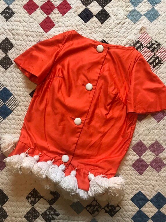 Vintage 1960s Silvano of Roma Orange Top With Pom