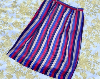 Vintage 1970s Red White and Blue Striped Skirt- L
