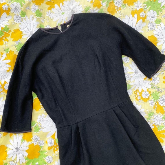 Vintage Black Wool Secretary Dress- Teena Paige- M