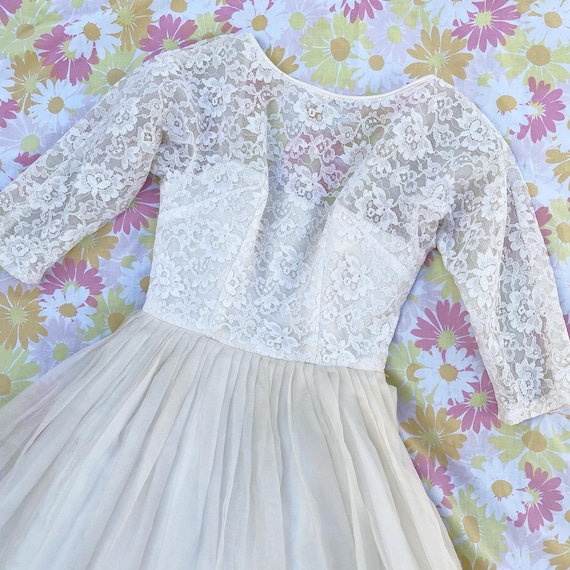 Vintage 1950’s White Chiffon Wedding/Party Dress-