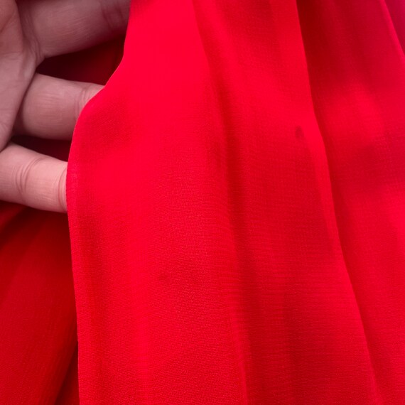 Vintage 1960s Candy Red Chiffon Dress- Size M - image 8