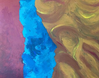 Abstract acrylic painting, Ocean Grasses